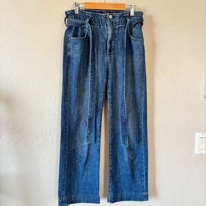 J. Crew wide leg stretch waist paperbag jeans with belt size 24 fits‎ 25 too